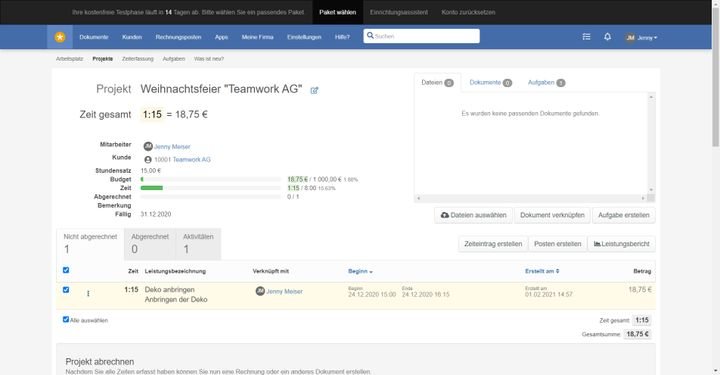 Mit Tools wie easybill oder FastBill legen Sie Projekte an und rechnen Projektzeiten direkt ab