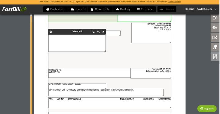 Erstellen Sie Ihre Rechnungen im übersichtlichen Editor beispielsweise per Drag-and-Drop
