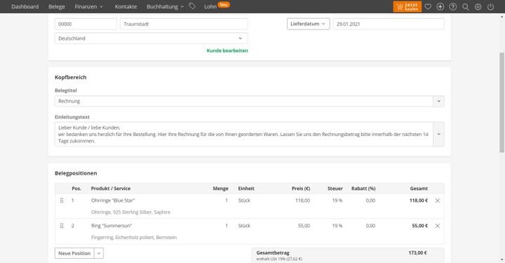 Durch die Verknüpfung von Produkten und Preisen erleichtern Sie die Rechnungserstellung zusätzlich