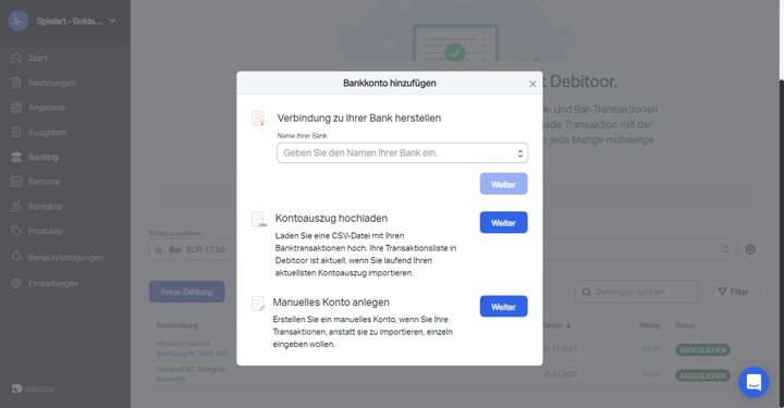 Viele Rechnungstools erlauben Ihnen die Anknüpfung an Ihre Online-Banking-Konten