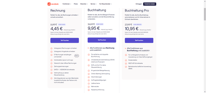 Ein Überblick über das Pricing von sevdesk