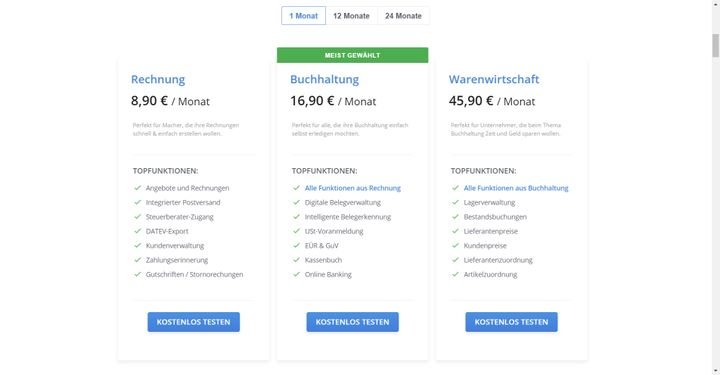 Die Preise von sevDesk