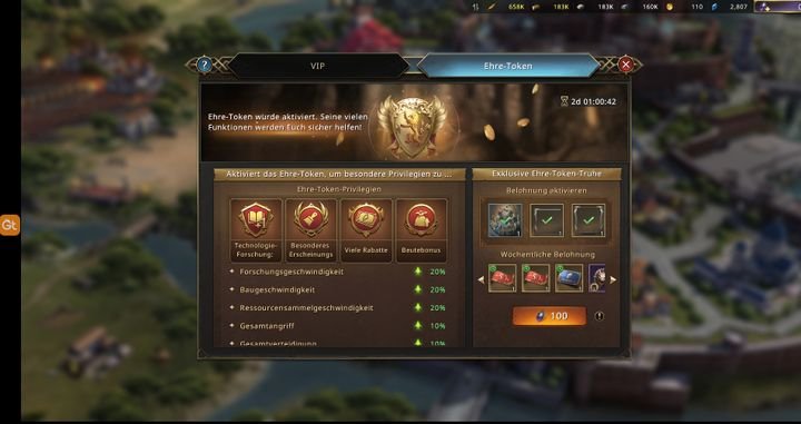 Die Ehre-Token bekommen Sie nur im Austausch gegen schwarze Diamanten