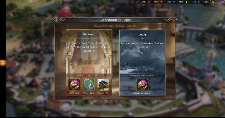 Game of Thrones Winter is Coming lässt Ihnen die Wahl, ob Sie im Spiel heiraten möchten