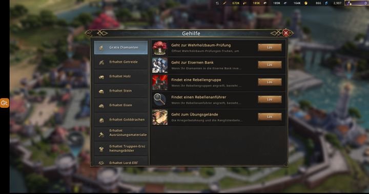 Der Gehilfe-Button zeigt Ihnen, wo Sie welche Ressourcen finden