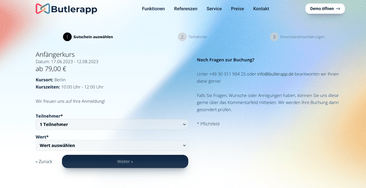 Binden Sie Ihr Butlerapp-Buchungsformular CI-konform in Ihre Website ein