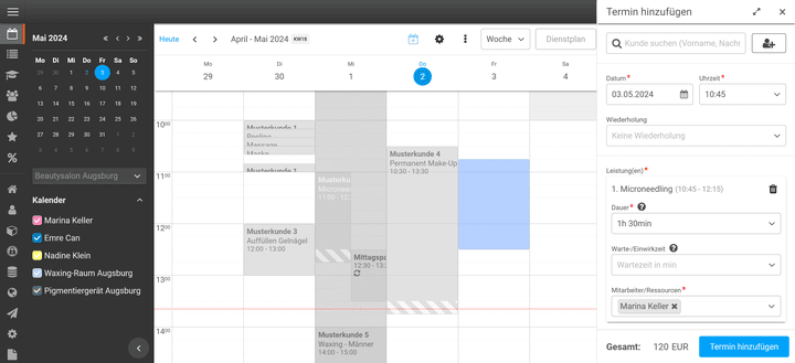 In der funktionalen Maske von cituro tragen Sie manuell Termine ein