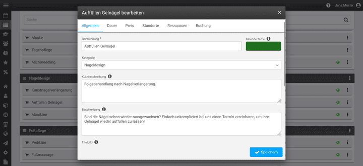 Legen Sie Leistungen an und definieren Sie die Details einfach Schritt für Schritt