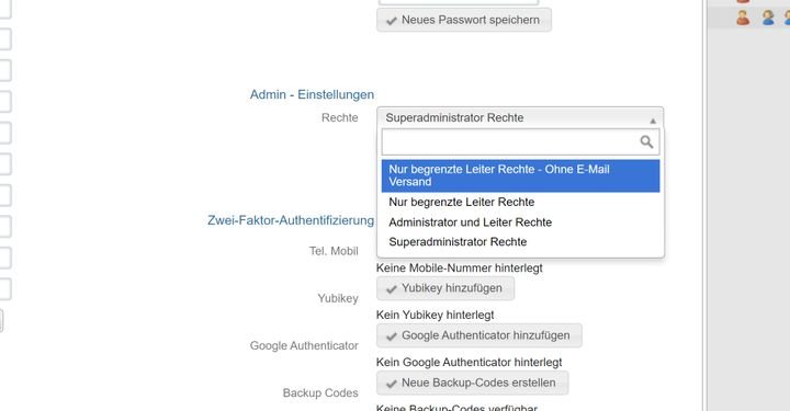 Im Admin-Reiter verwalten Sie Ihre Teammitglieder