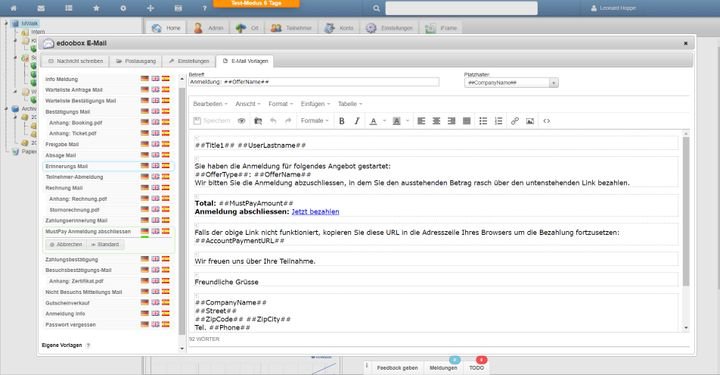 edoobox bietet Ihnen 20 verschiedene Mailvorlagen
