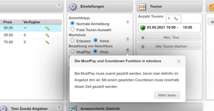 Mit der MustPay-Funktion reduzieren Sie das unentschuldigte Fernbleiben von Teilnehmern