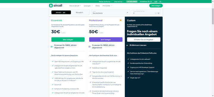 Ein Blick auf die Preisgestaltung von Aircall