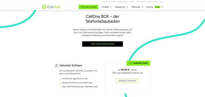 Der Basispreis für die Callcenter-Software von CallOne beträgt ab 99 Euro pro Monat
