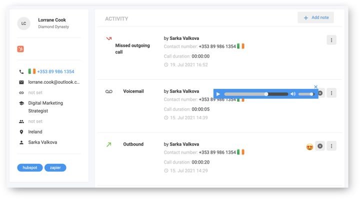 Mithilfe der Customer Cards und einer umfassenden Kontakthistorie hast du alle Daten zu deinen Kund:innen immer parat - auch während des Calls
