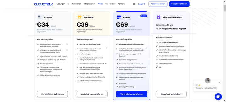 Die Preise für CloudTalk im Überblick