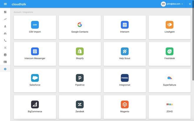 CloudTalk lässt sich auf Wunsch mit einer Vielzahl unterschiedlicher Tools und Apps verknüpfen