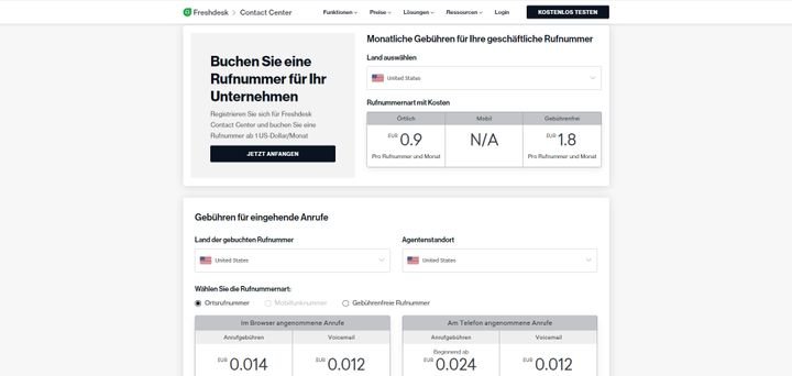 Nummern buchst du aus verschiedenen Ländern und zu unterschiedlichen Tarifen