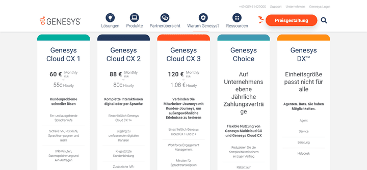 Die drei Preispakete von Genesys Cloud bauen funktional aufeinander auf