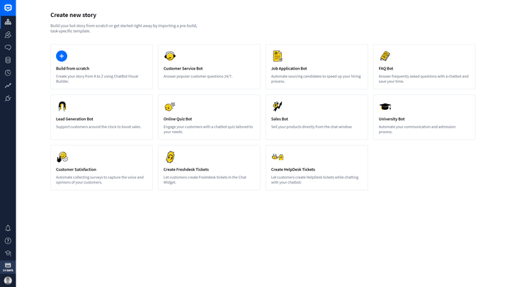 Du kannst komplett eigene Bots erstellen oder nutzt einfach eine der vielfältigen Chatbot-Vorlagen.