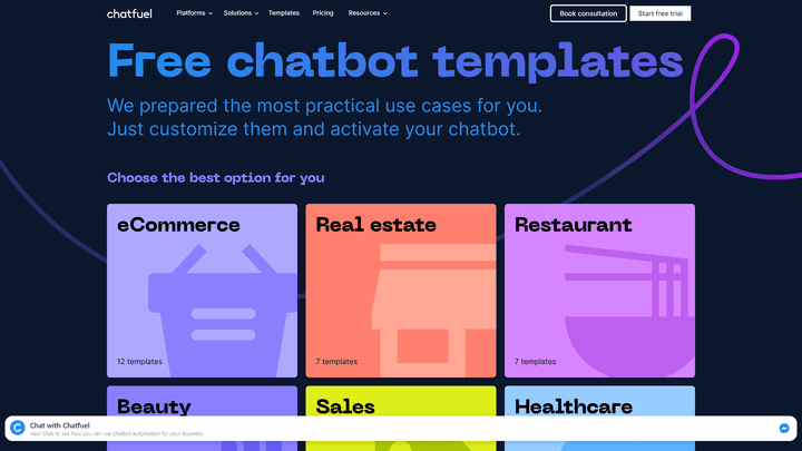 Zahlreiche Chatbot-Templates für diverse Use Cases sind fertig verfügbar.