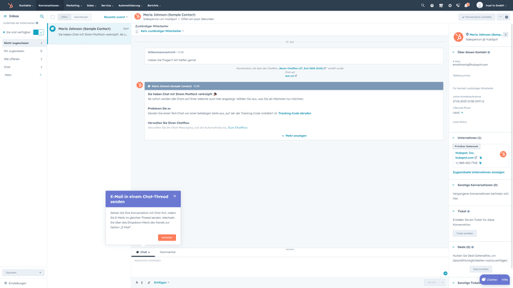 Die Oberfläche ist - typisch HubSpot - übersichtlich, strukturiert und benutzerfreundlich.