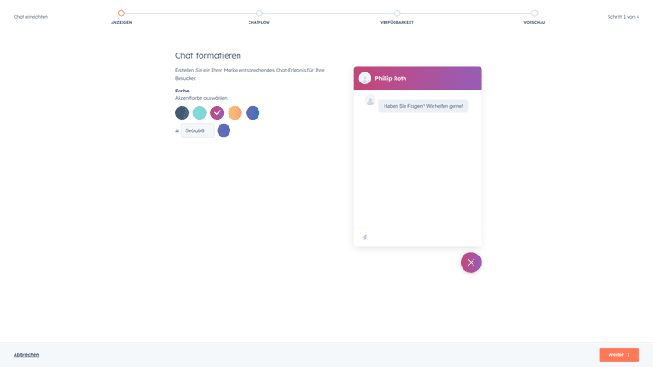 Auch die Anpassungen der Chatoberfläche bzw. Bots ist eher dürftig - sicher nichts für Design-Experten!