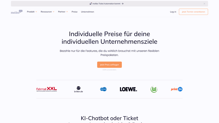 melibo hat sein Preismodell angepasst und bietet mittlerweile nur noch individuelle Lösungen ohne Festpreis