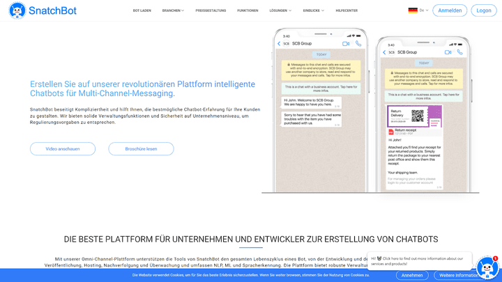 SnatchBot ist ein leistungsstarkes Omnichannel-Tool und bietet tolle Funktionen für Chatbots