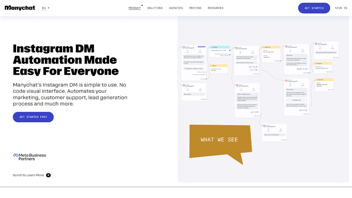 Manychat performt stark in der Automatisierung von Interaktion über Facebook, Instagram und Co.!