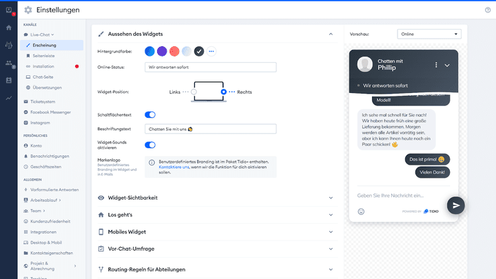 Die Anpassungen des Chat-Widgets sind solide, aber auch nicht überragend.