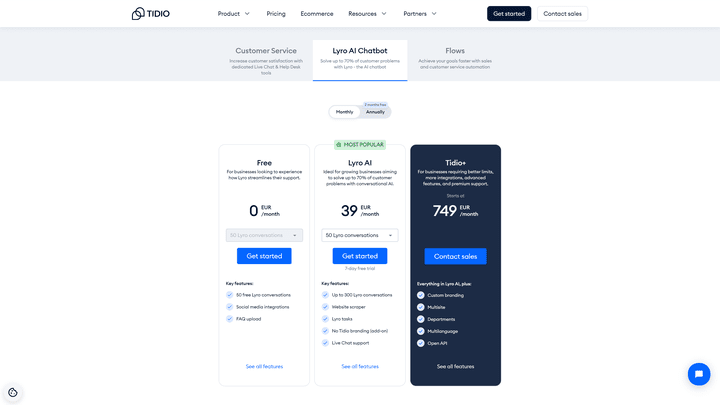 Tidio bietet viele verschiedene Tarife an und kann flexibel auf deinen Bedarf angepasst werden!