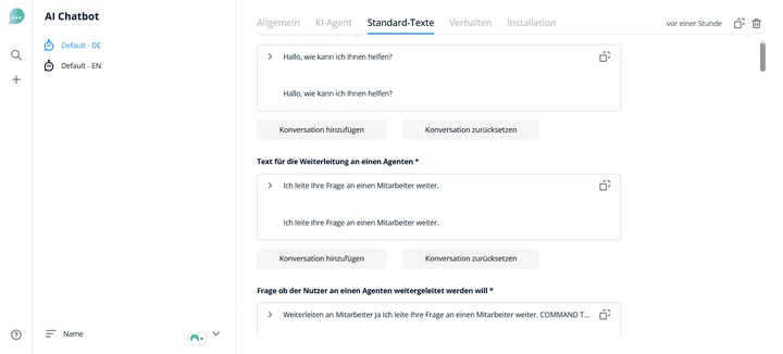 Die KI-Chatbots trainierst du mehr oder weniger simpel über neue Frage-Antwort-Paare.