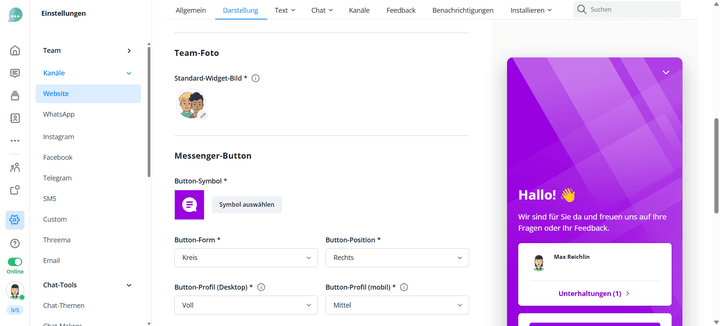 Sowohl Chatfenster als auch die Bots kannst du fast beliebig gestalten und eine persönliche Note geben.