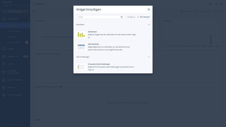 Die Übersicht im Monitoring ist dir zu unübersichtlich? Passe sie mit den Widgets deinem Bedarf an