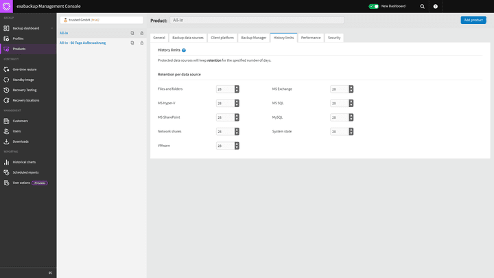 exabackup kommt mit interessanten Sonderfunktionen