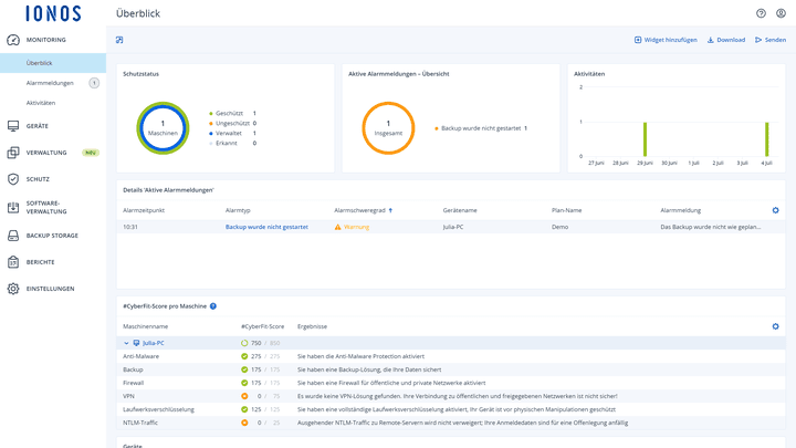 Berichte und Reports werden teils in übersichtlichen Grafiken dargestellt