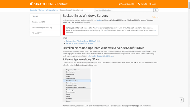 Sicherungen von Windows-Servern sind möglich, aber fühlen sich wie ein Workaround an