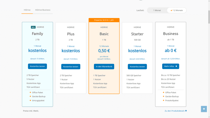 STRATO bietet ihnen mit jedem Tarif ein fixes Speicherkontingent an