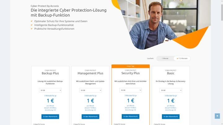 Erweiterte Backup-Funktionen gibt es über die Cyber Protect-Erweiterung powered by Acronis