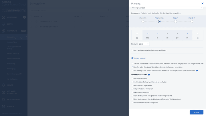 Acronis bietet praktische Funktionen für das Backup-Feintuning