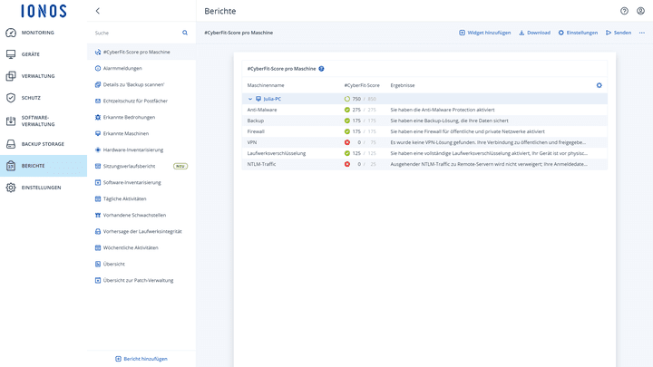 Das Cloud-Backup von IONOS überzeugt mit seiner Übersichtlichkeit