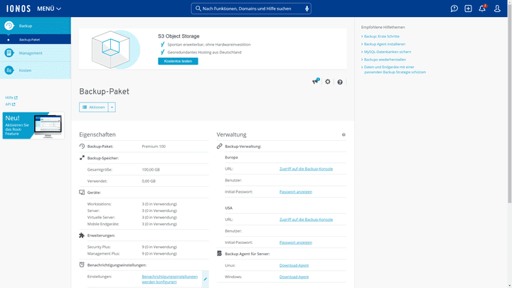 IONOS-Kund:innen erhalten eine praktische Übersichtskonsole