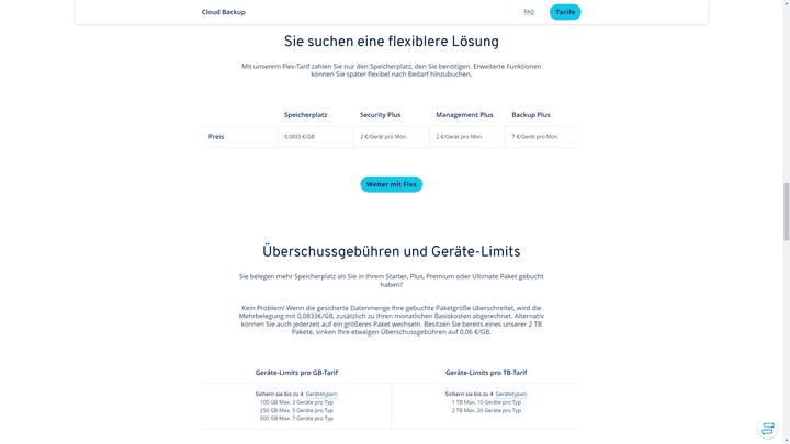 Der Flex-Tarif von IONOS lohnt sich für den kleinen Cloudspeicher-Bedarf