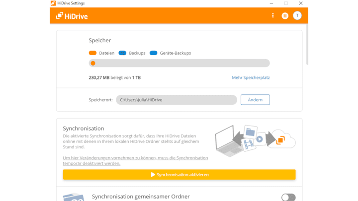 HiDrive ist in seiner Grundform besonders einfach zu bedienen