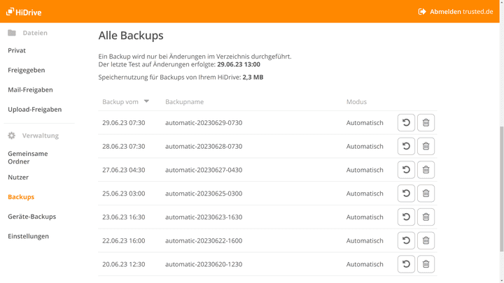 Der Umfang des STRATO HiDrive Cloud-Backups ist stark reduziert. Das kann auch ein Vorteil sein