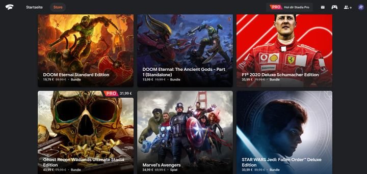 Im Google Stadia Store steht Ihnen aktuelle eine Auswahl von rund 160 Games zur Verfügung