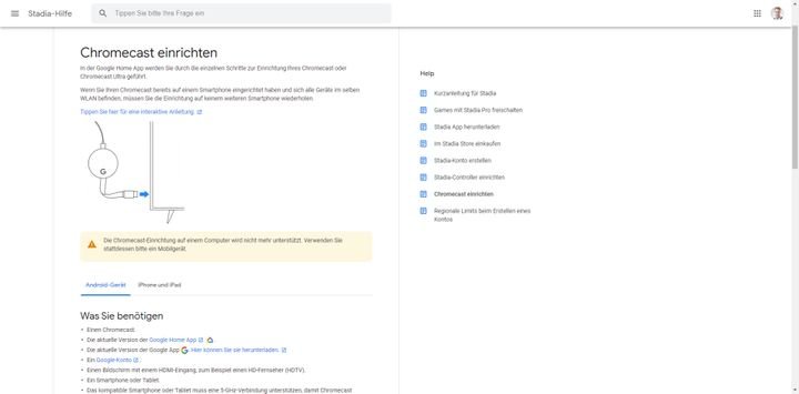 Um den Chromecast einzurichten brauchen Sie teilweise ein wenig Hilfe von Seiten des Anbieters