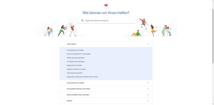 Hilfe finden Sie vor allem im Online-Helpcenter von Stadia oder durch das Kontaktformular auf der Anbieterwebseite