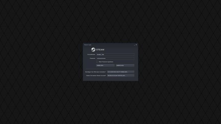 Bevor es mit dem Spielen losgehen kann, müssen Sie sich bei der entsprechenden Spieleplattform (hier Steam) einloggen