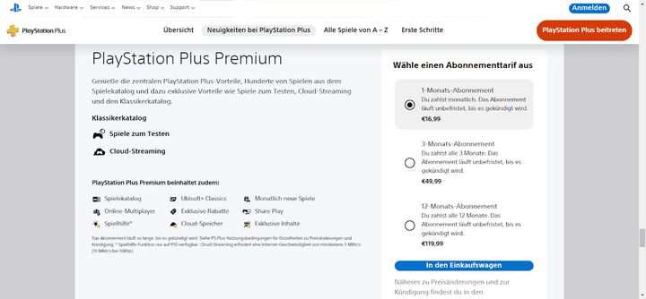 PlayStation Plus bekommen Sie im Abo für zwischen 3,75 Euro und 9,99 Euro pro Monat